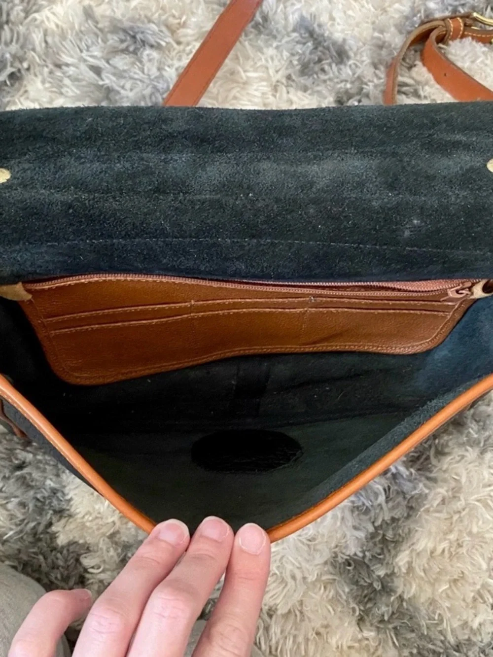 Dooney & Bourke Black and Brown Leather Messenger Bag